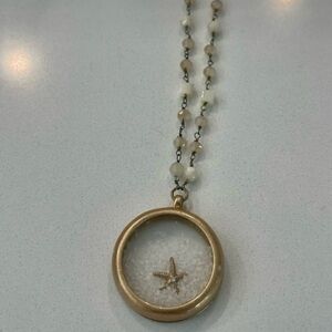 Tommy Bahama Gold and White Sand Beaded Starfish Necklace
